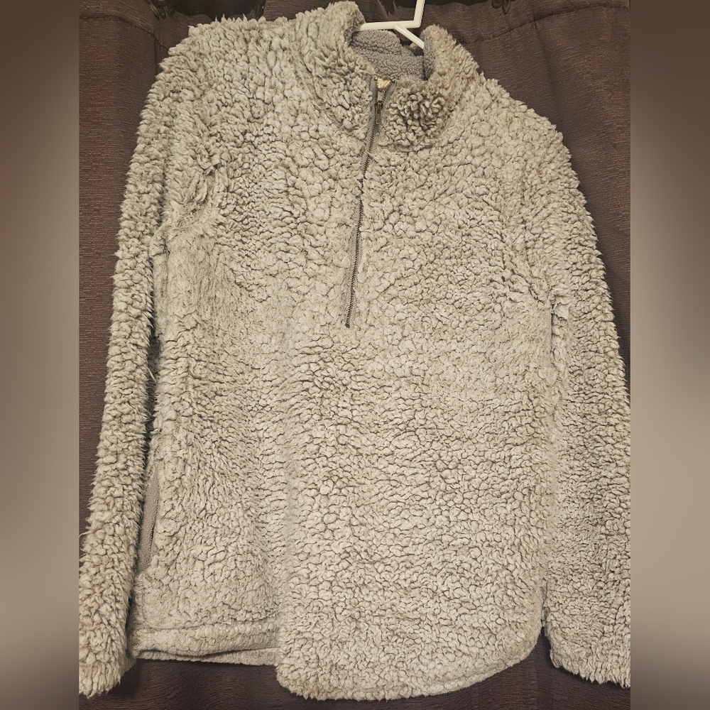 ENTRO COZY GRAY SHERPA PULLOVER SIZE LARGE - Picture 6 of 10